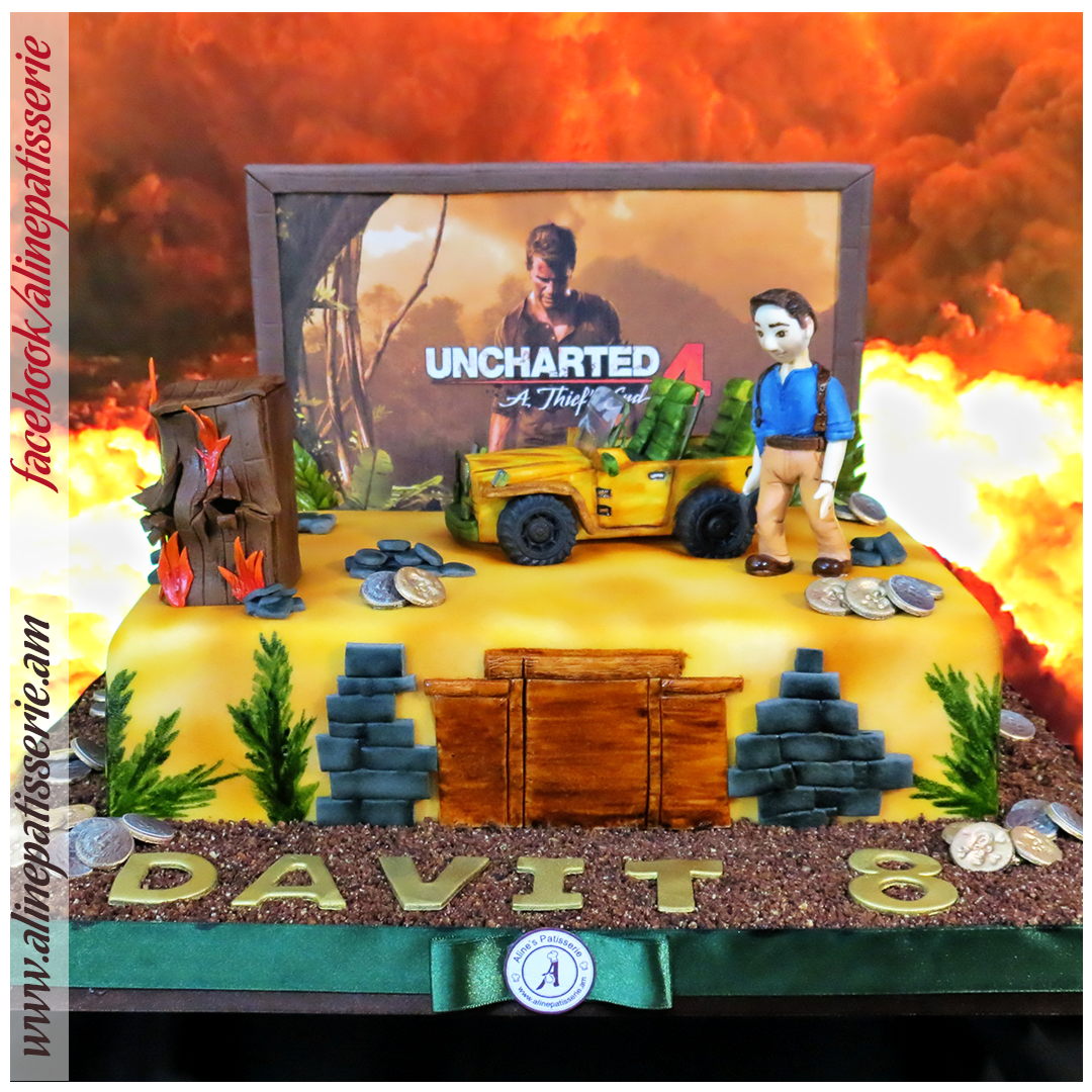 Uncharted 4 PS4 game birthday cake… – Aline's Patisserie